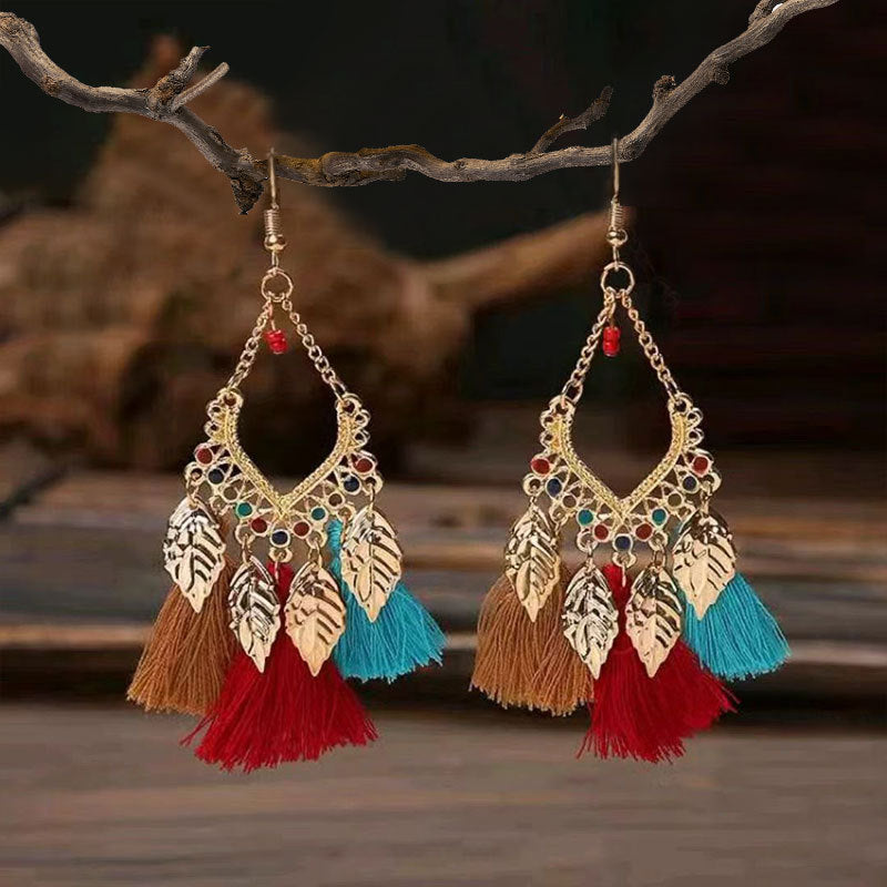 Ethnic Style Long Fringe Exotic Holiday Trip Earrings