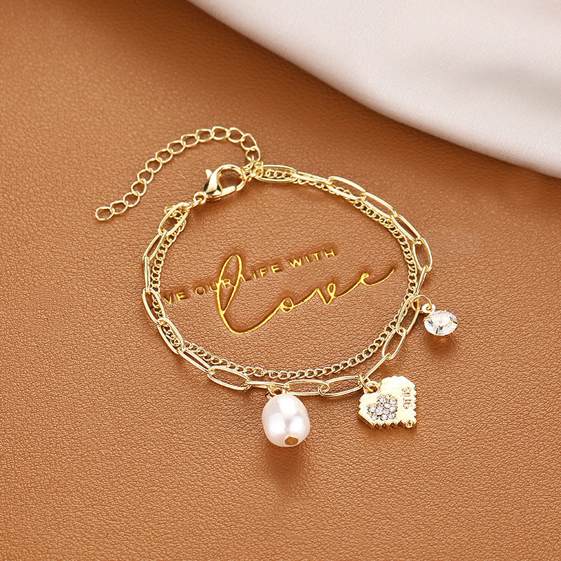 Vintage Pearl Female Style Design Simple Cold Bracelet
