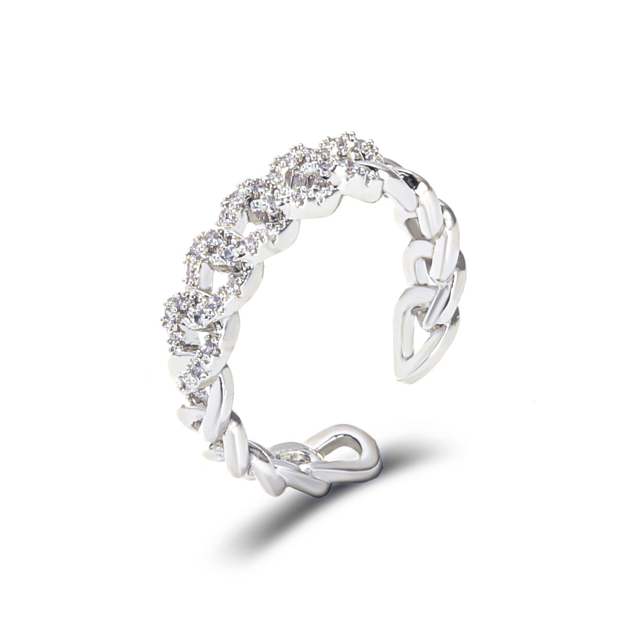 Women's Zircon Chain Fashion Simple Geometric Hollow Open-end Rings
