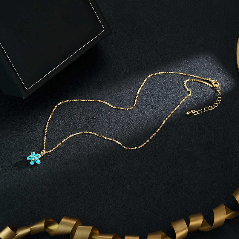 Live Studio Blue Fresh Summer Ice Flower Necklace
