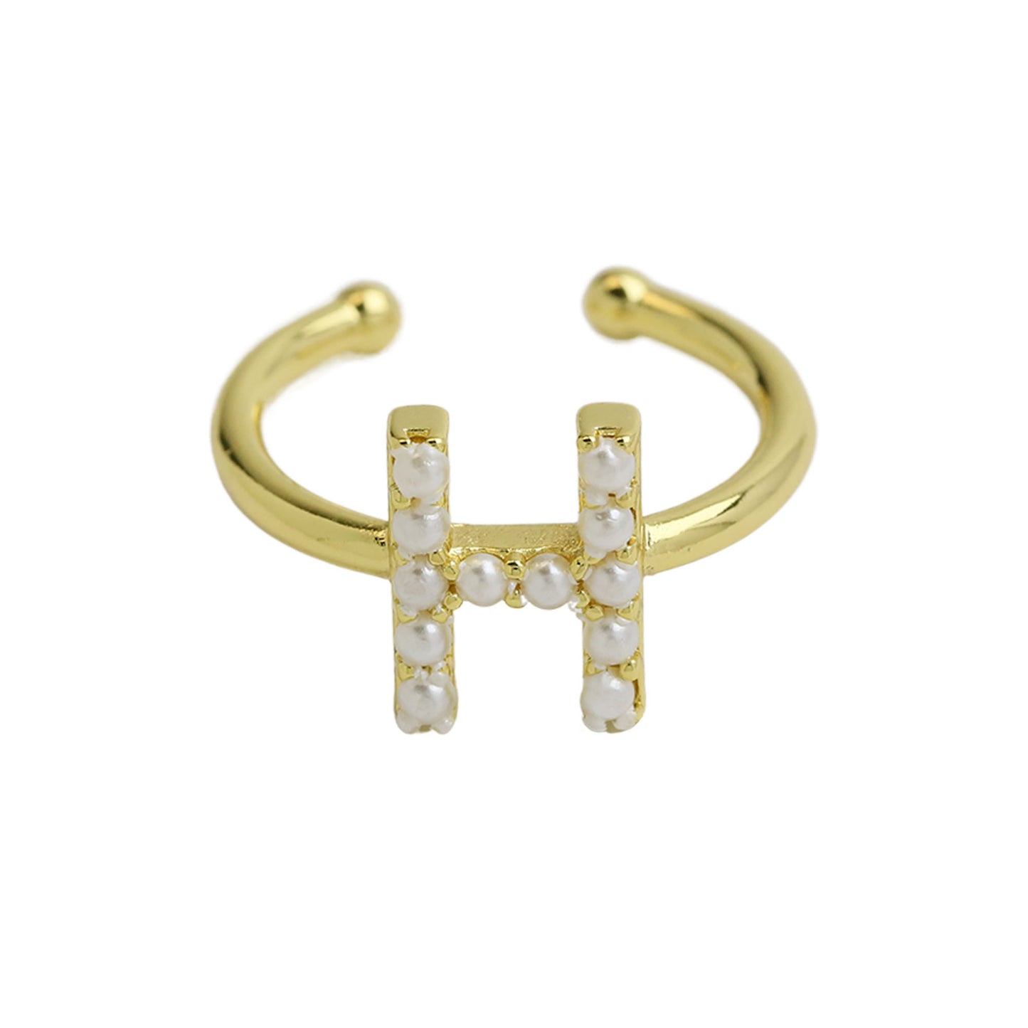 Women's Xi Brass Pearl English Letters Open Rings