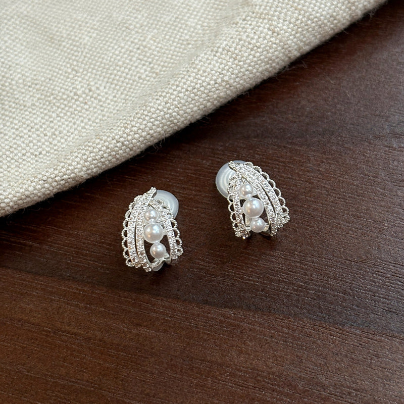 Dopamine Sweet Niche Flower Pearl Fashion Exquisite Stud Earrings