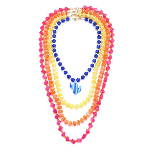 String Colorful Beads Cactus Waterfall High-grade Contrast Color Necklace