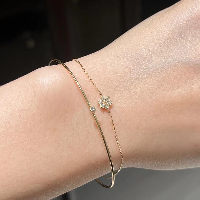 Blue Sky Daisy Flower Zircon Golden Bracelets