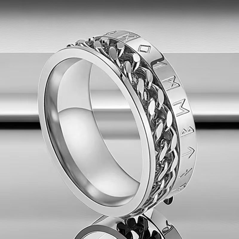Men's Stainless Steel Fashionable Rotating Decompression Titanium Niche Ring