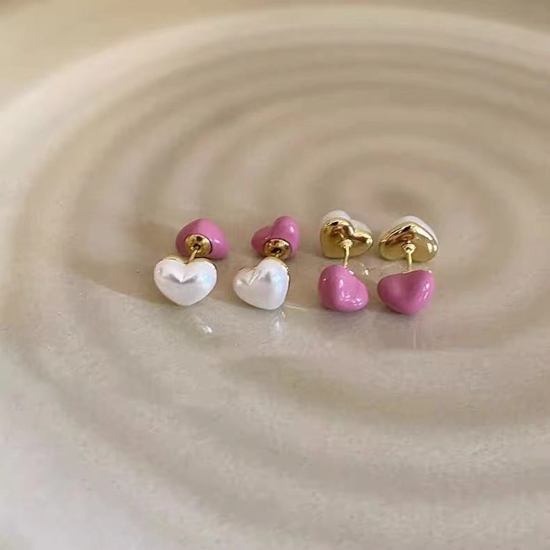 Double-sided Love Design High-grade Dopamine Female Affordable Luxury Stud Earrings