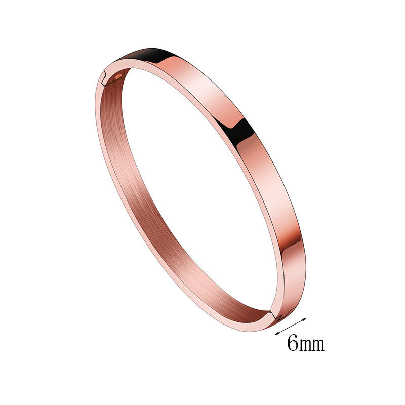 Women's & Men's Glossy Titanium Steel Couples Openings Stainless Simple Bracelets