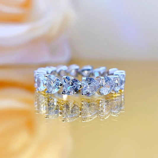 High Carbon Zircon Twin Female Style Sweet Rings