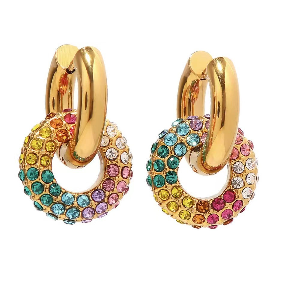 Women's French Retro Simple Gold Stainless Steel Full Earrings