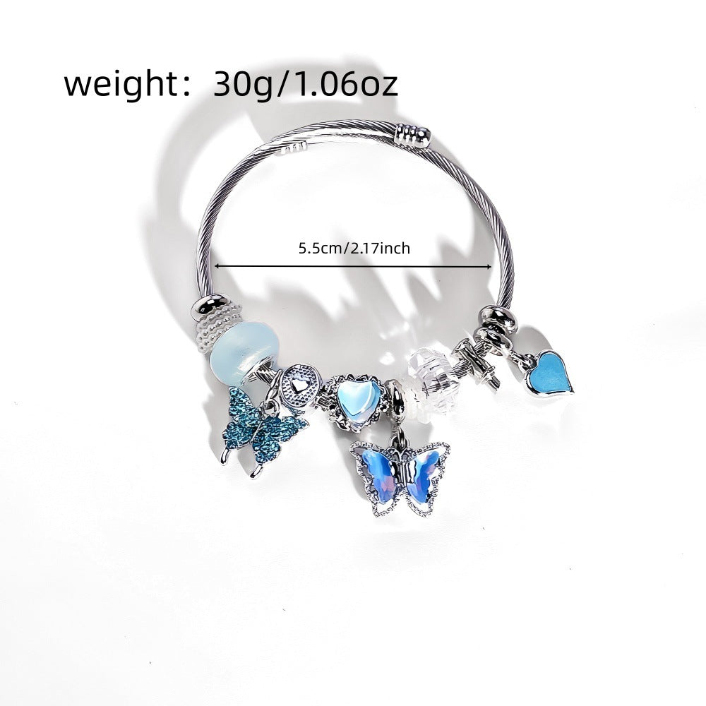 String Beads Love Butterfly Alloy Stainless Steel Bracelets