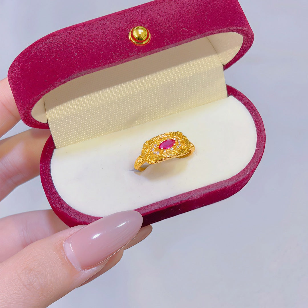 Women's Alluvial Gold Retro Affordable Luxury Design Brass Plated Fashion Ring