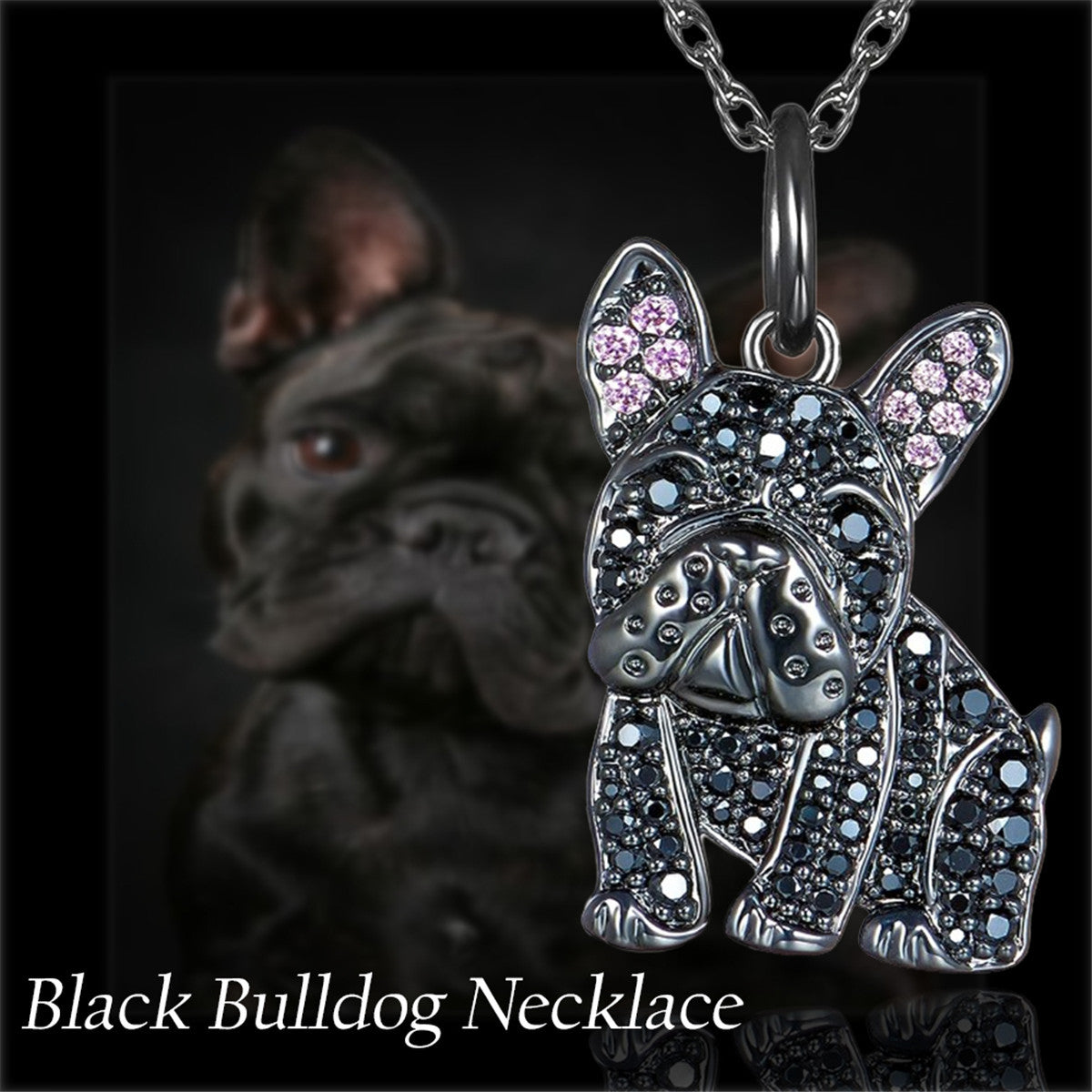 Black France Bulldog Exquisite Zinc Alloy Die Necklace