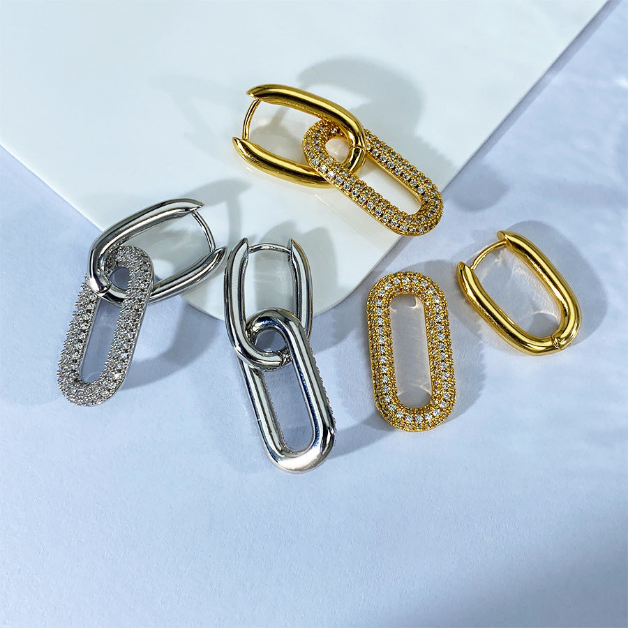 Simple Cold Style U-shaped With Multiple Wearing Methods Single Double Stud Earrings