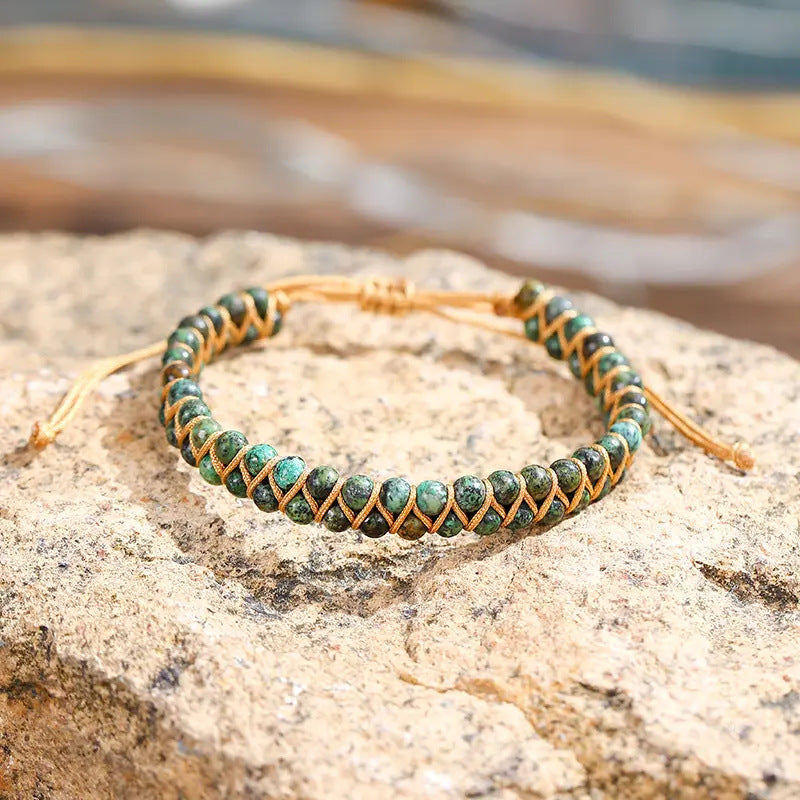 Natural Stone African Turquoise Hand Weaving Temperament Bracelets