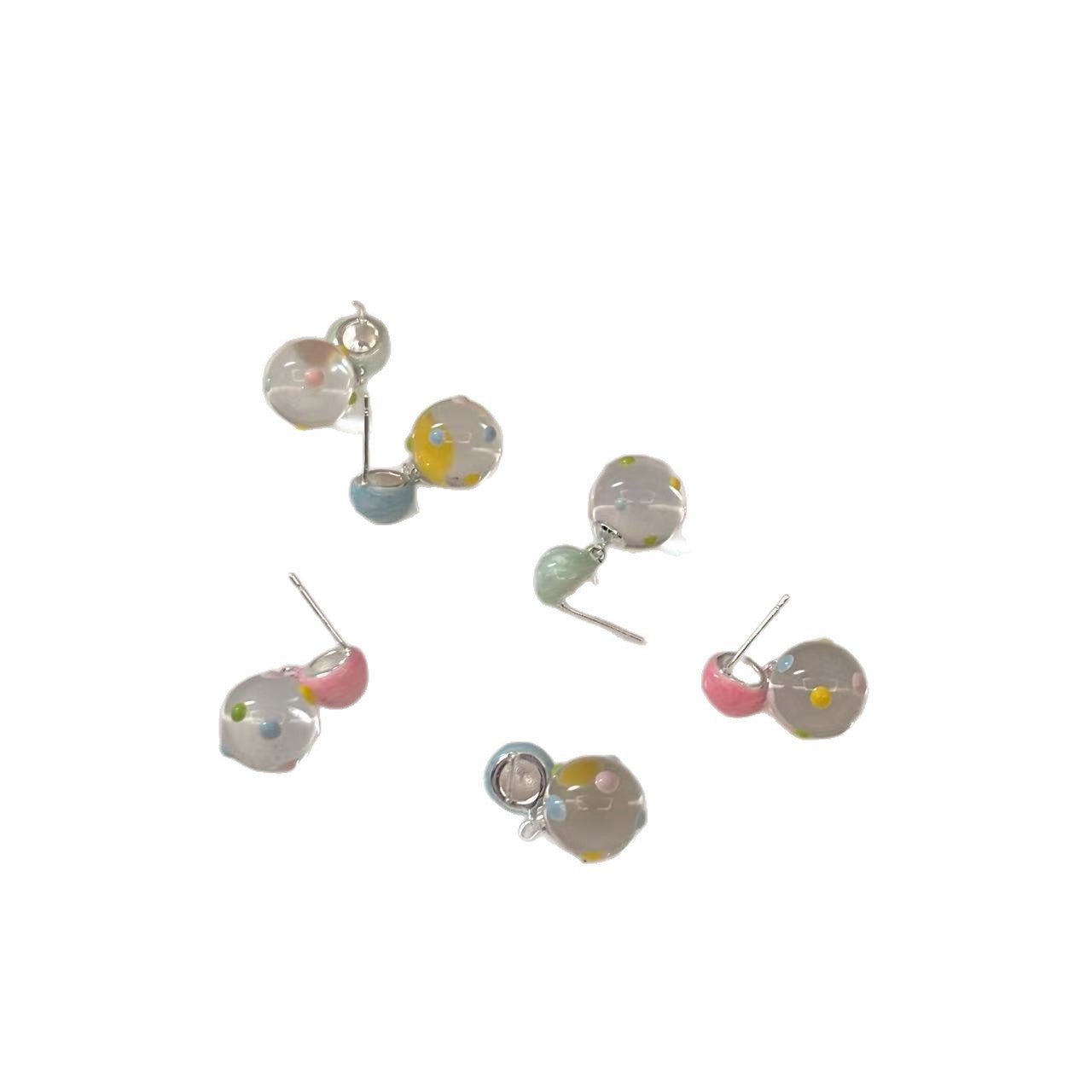 Artsy Dopamine Color Polka Dot Transparent Ball Super Stud Earrings