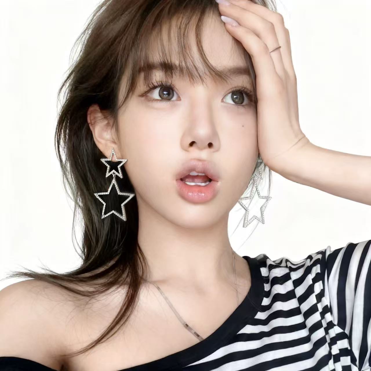 Female Personalized Design Sweet Cool Face Earrings