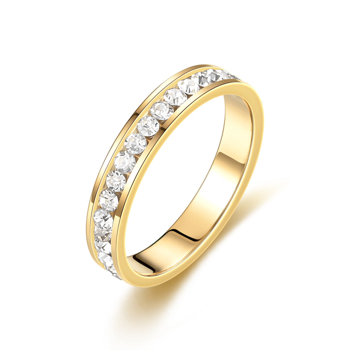 Titanium Steel Starry Diamond Rhinestone Female Stainless Ring