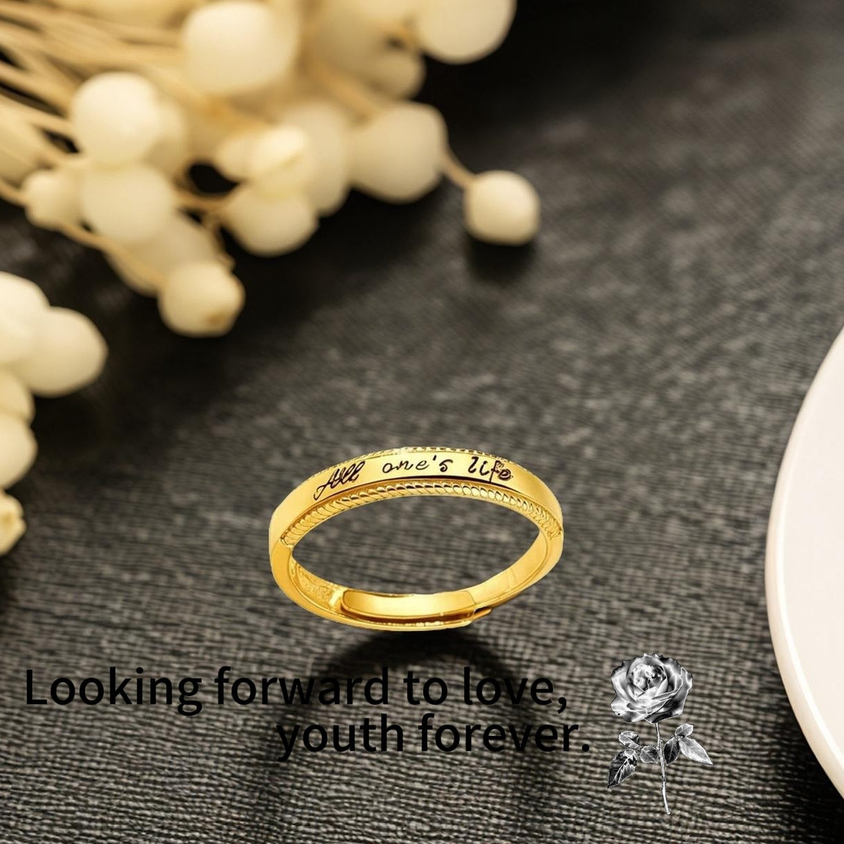 Rose Prince Couple Mobius Diamond Adjustable Rings
