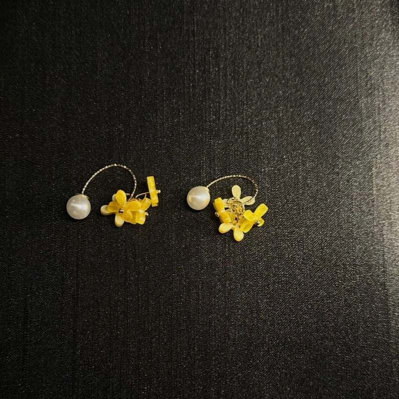 Vintage Pink Geometric Sweet Flowers Ear Stud Earrings