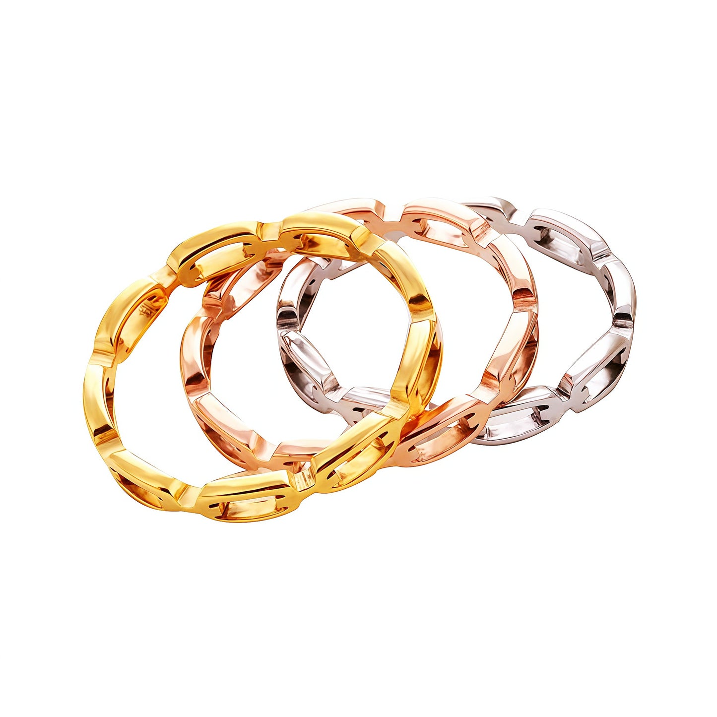 Women's Couple Fashion Personality Hollow Out Chain Design Rose Ring