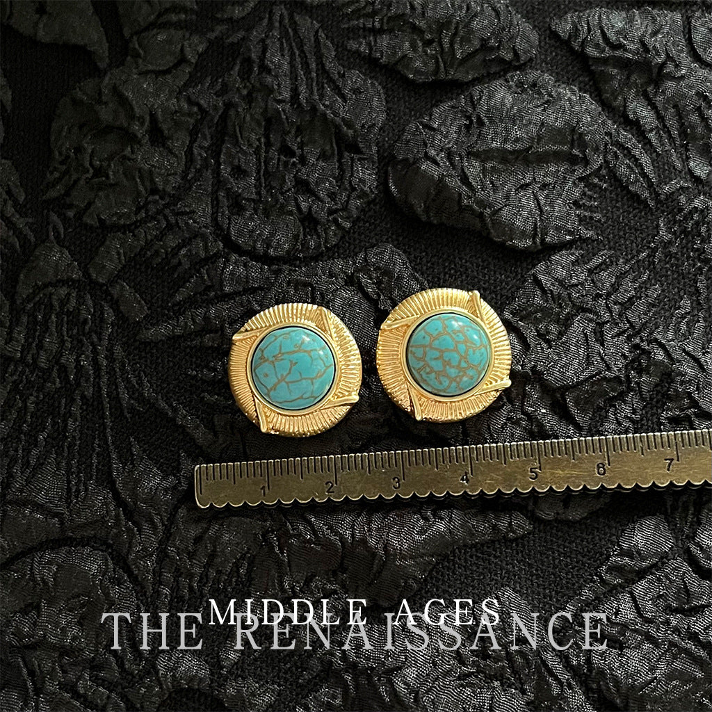 Turquoise Ancient Gold Collection Retro High-grade Earrings