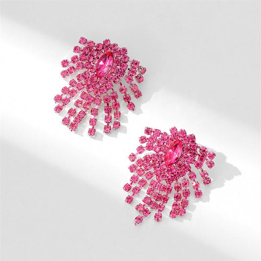 Women's Simple Personality Sparkling Full Rhinestone Tassel Earrings