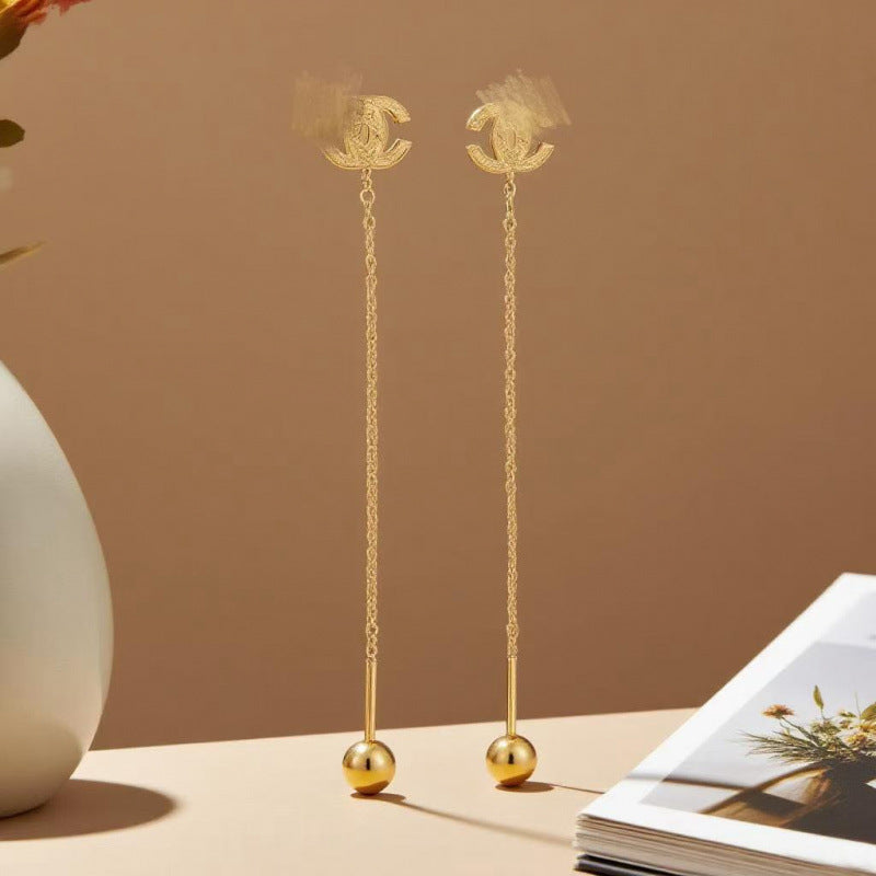 Flower Love Butterfly Long Fringe Female Titanium Steel Trendy Grace Ear Line