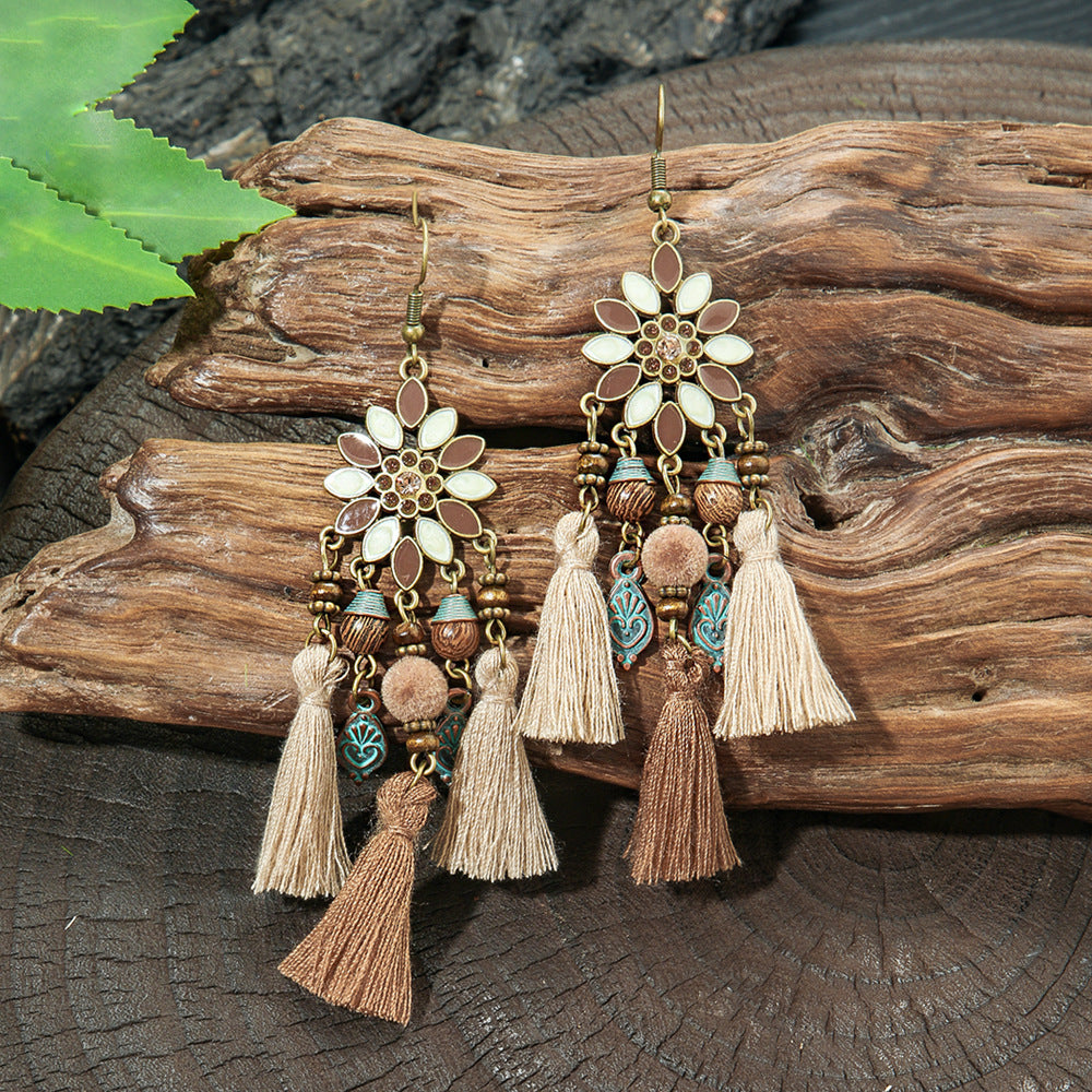 Bohemian Fashion Flower Female Personality Elegant Earrings