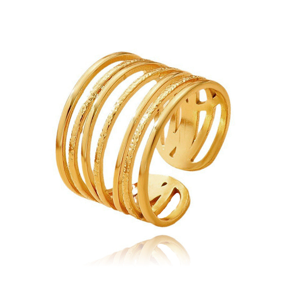 High-grade Stainless Steel Retro Opening Geometric Rings