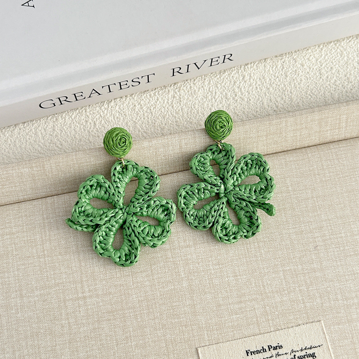 Women's Summer Tassel Flowers Hand-woven Raffia Vacation Style Earrings