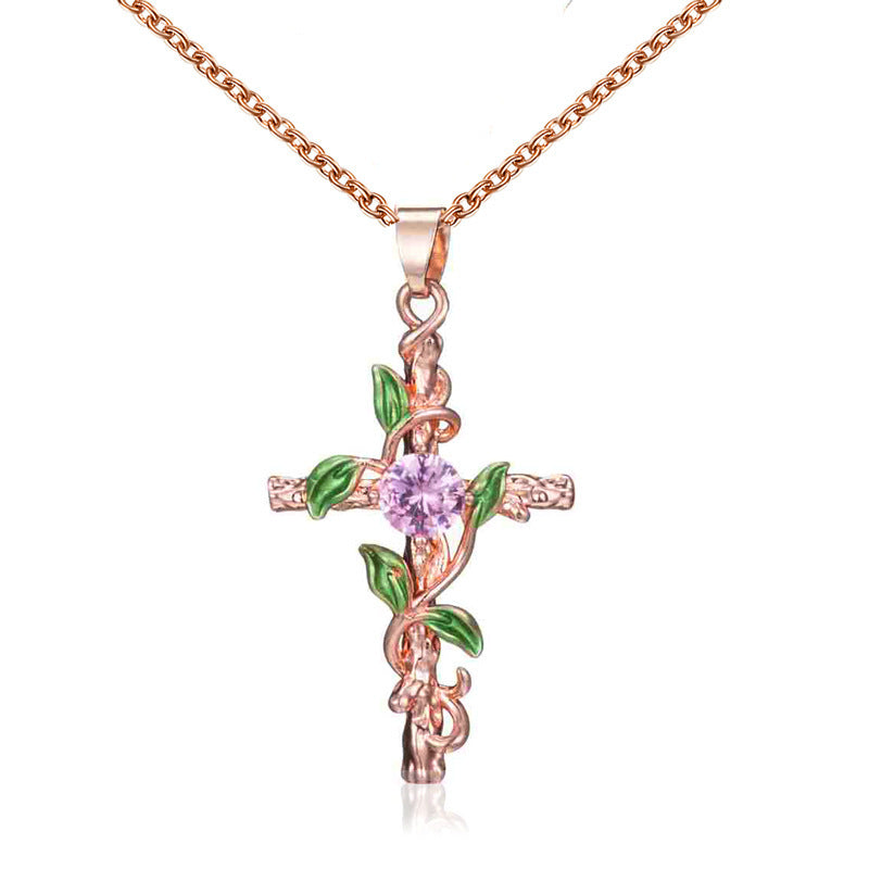 Full Diamond Cross Female Creative Design Geometric Necklaces