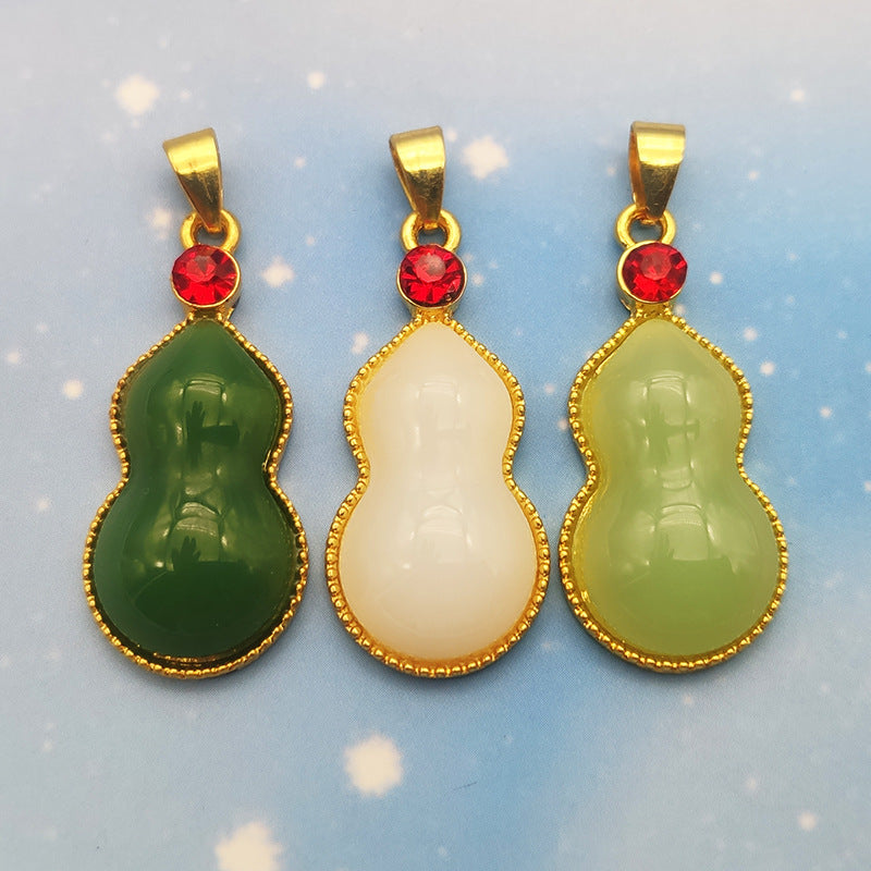 Women's & Men's Alluvial Gold Avalokitesvara Buddha Emerald Plated Pendants