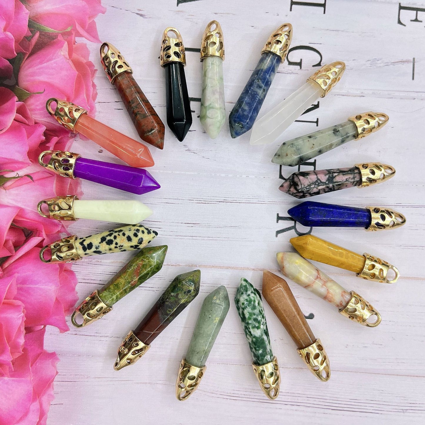 Crystal Agate Hexagon Prism Bullet Accessories Pendants