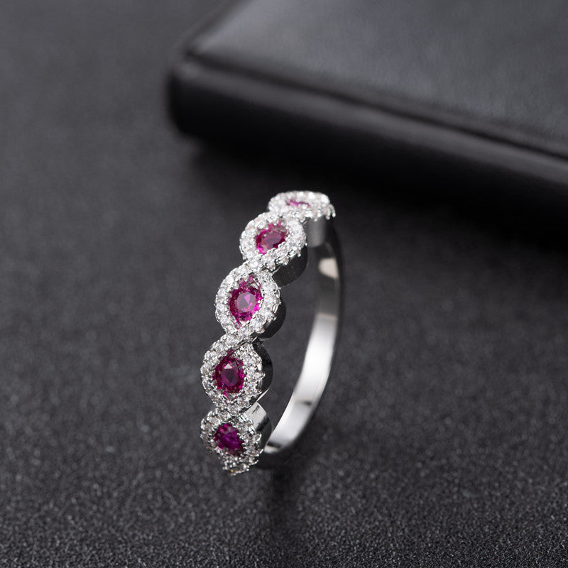 Micro Rhinestone Emerald Female Ruby Full Diamond Hipster Rings