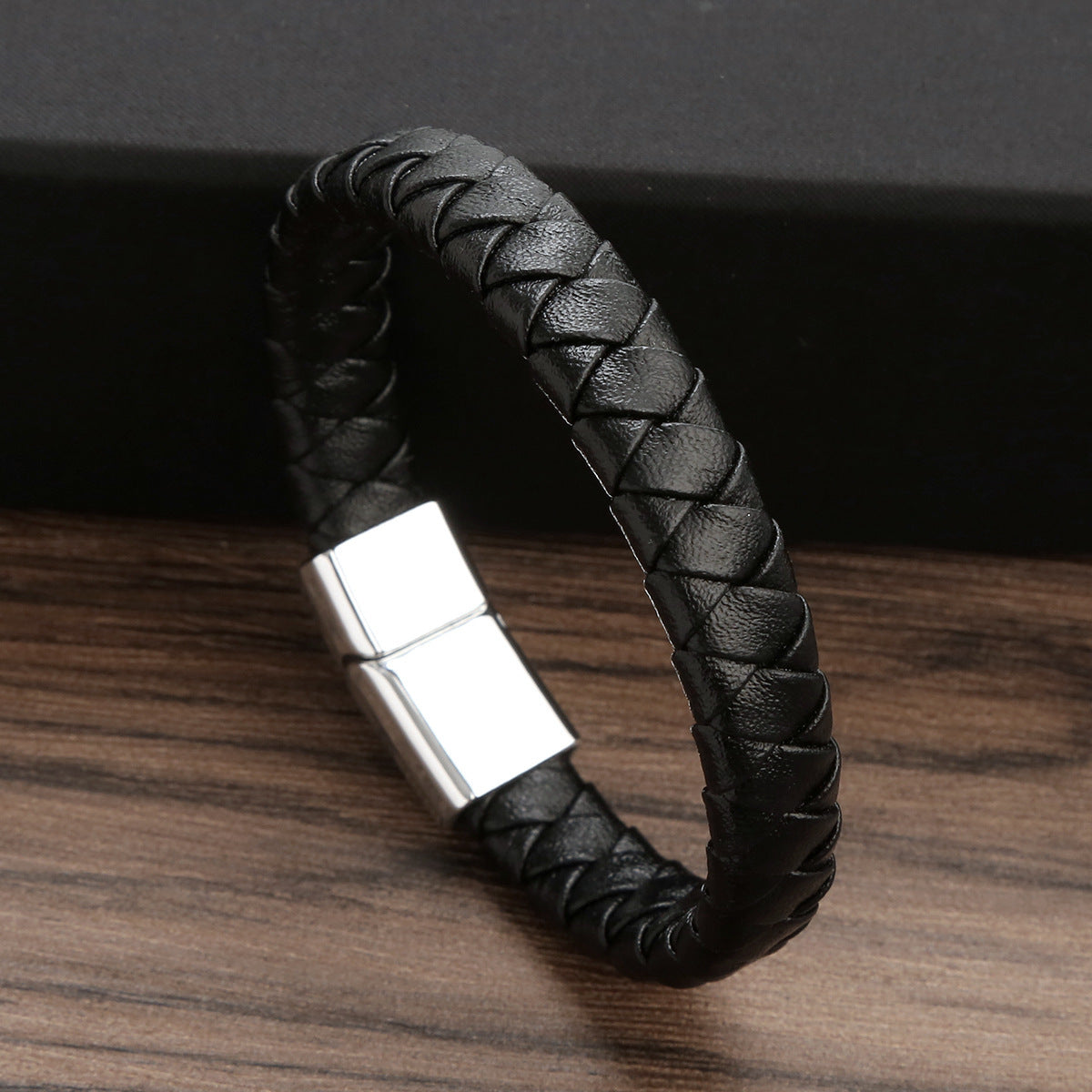 Men's Buckle Simple Woven Mixed Color Leather Bracelet
