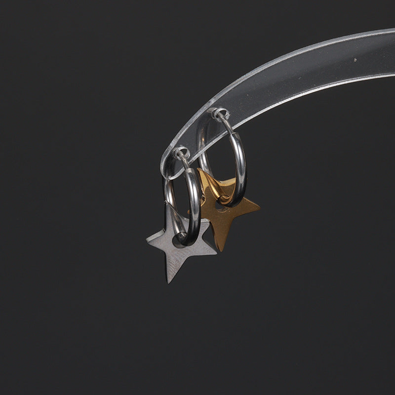 Star Irregular Male Female Personality Design Gold Mixed Earrings