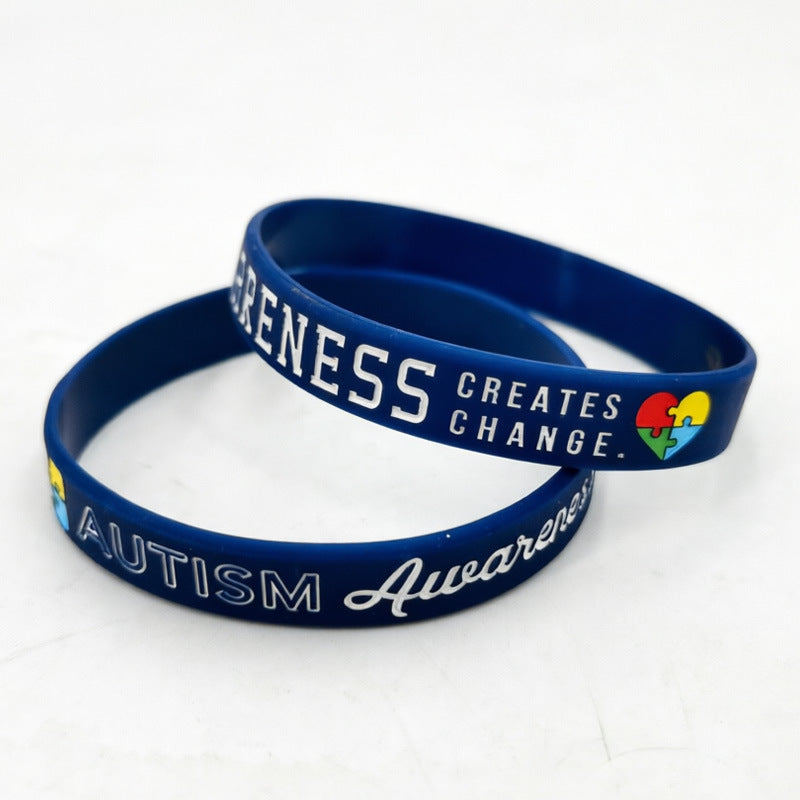 Public Welfare Autism Silicone Concave Filling English Text Rubber Bracelet