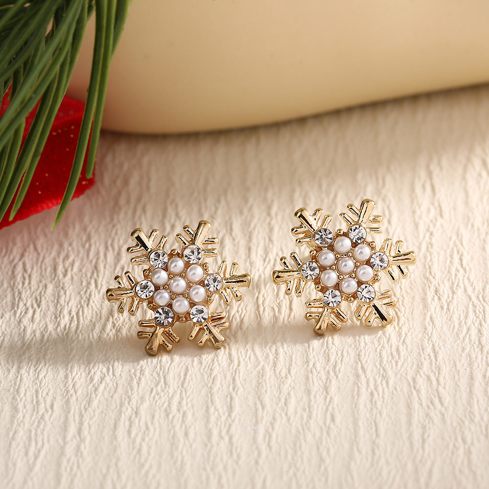 Fashion Elk Tree Snowflake Rhinestone Personalized Stud Earrings