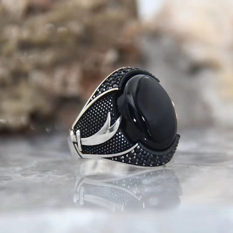 Unique Classic Personality Retro Man's Black Rings