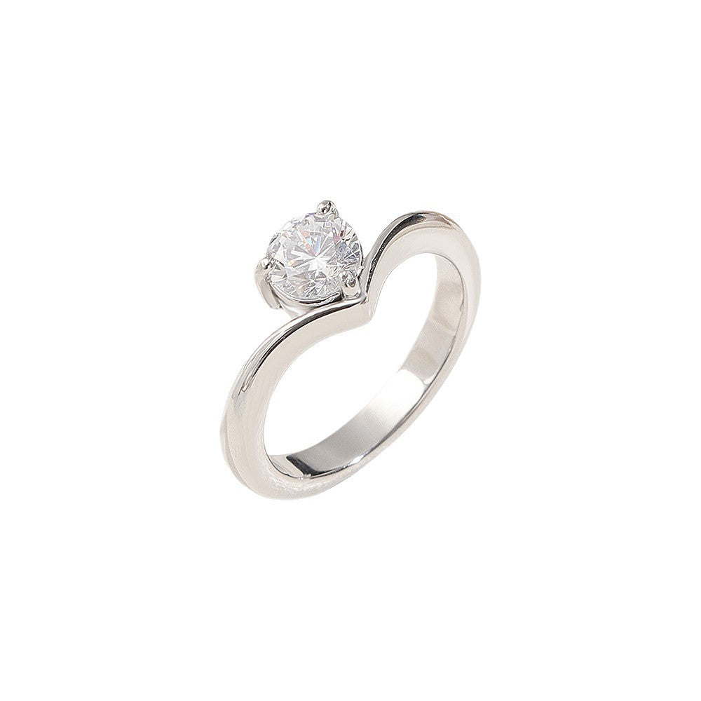 Women's Titanium Steel Affordable Luxury Fashion High-grade Single Diamond Rings