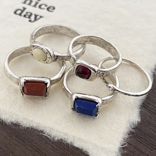 Sier Vintage Irregular Metal Sets Stackable Female Rings