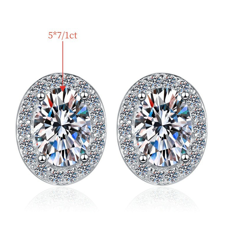 Sterling Sier Denier Big Diamond Moissanite Earrings