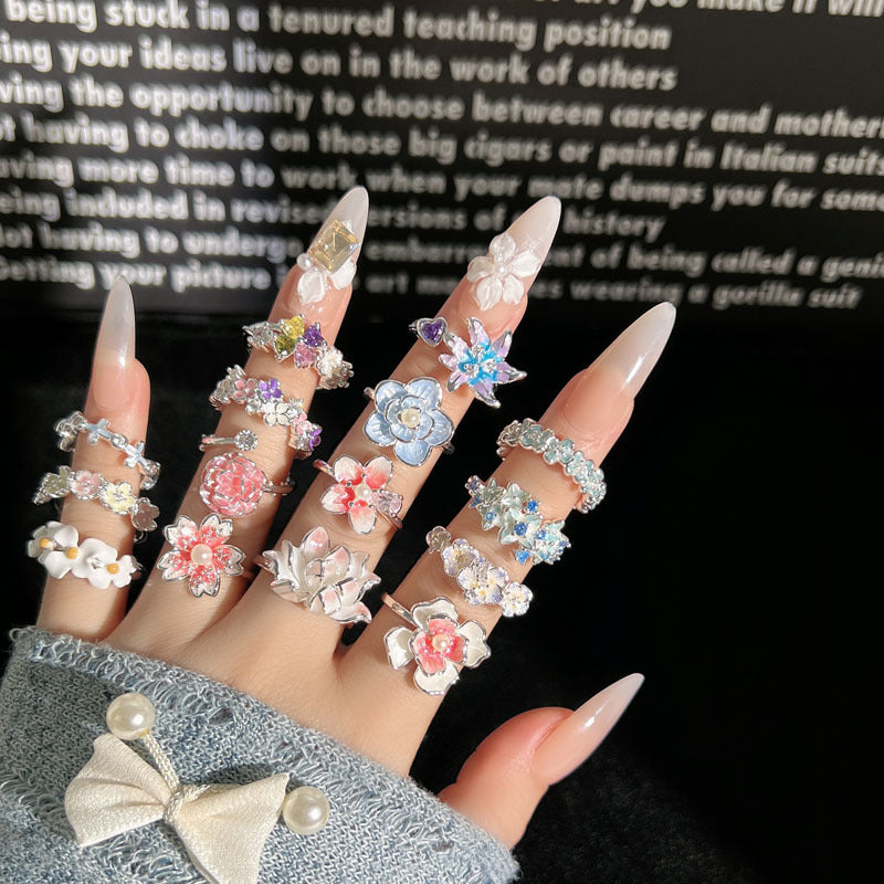 Mori Sweet Dopamine Color Texture Open Female Cold Wind Exquisite Rings
