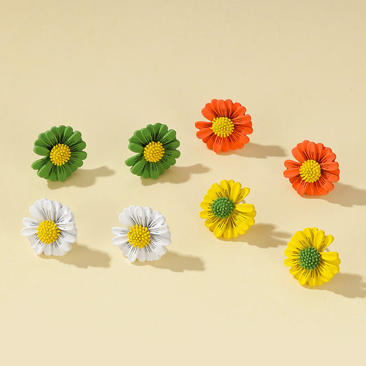 Simple Colored Flower Female Petals Super Earrings