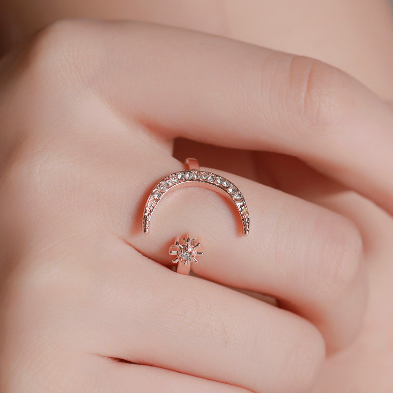 Crescent Moon Star Ethnic Wind Index Finger Rings