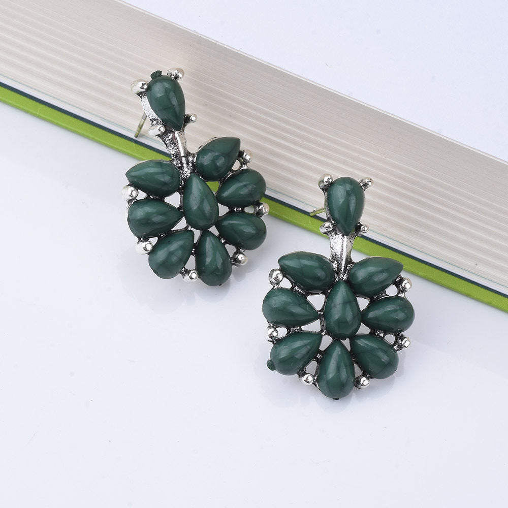 Fashion Simple Fresh Imitation Turquoise Full-jeweled Earrings
