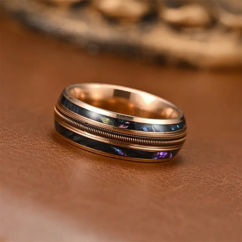 Fashion Retro Minority Spring Three-line Double Color Rose Gold Shell Ring