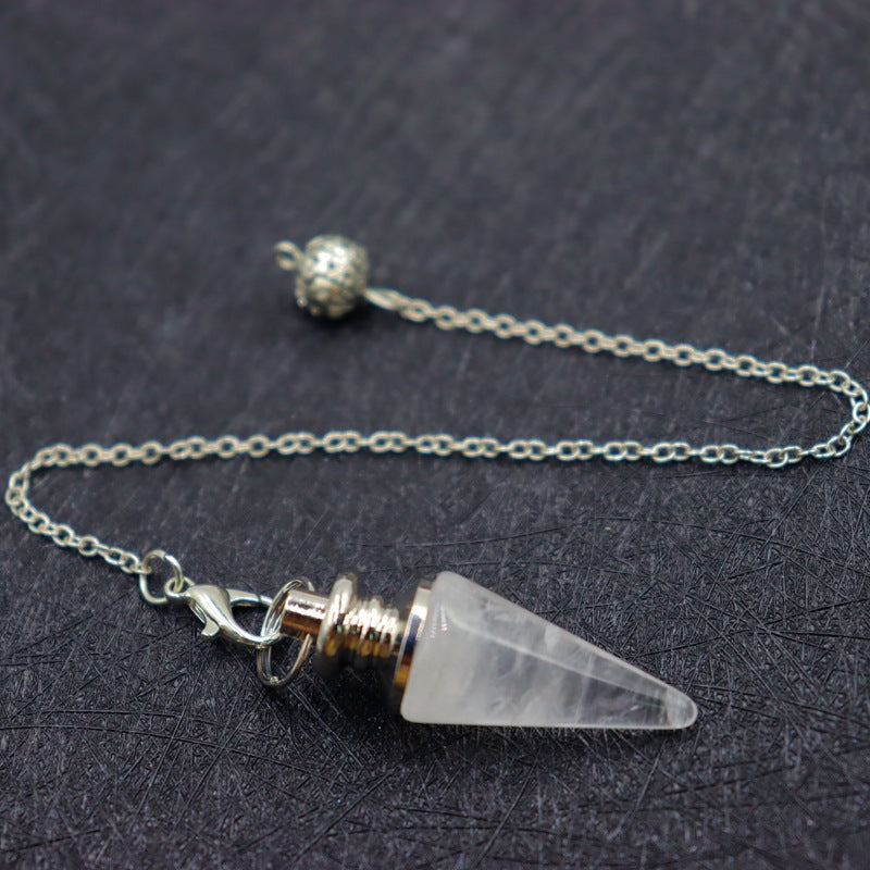 Column Pendulum Chain Natural Crystal Hexagonal Cone Pendants