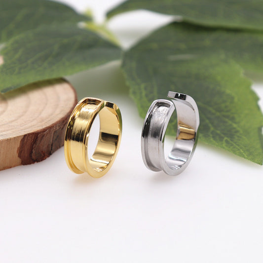 Stainless Steel Open Veneer Couple Gift Rings