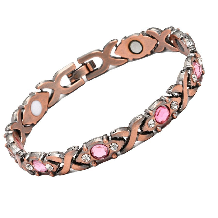 Women's Elegant Water Drop Design Cross Powder Diamond Bracelets